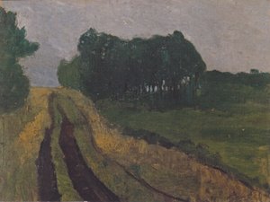 Avondlandschap met dennen door Paula Modersohn Becker
